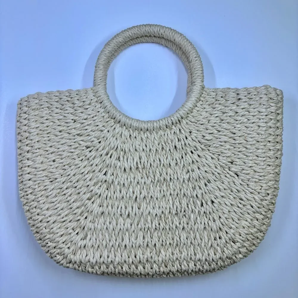 Woven Straw Tote / Beach Vacation Summer Tropical Island Y2K Purse Handbag